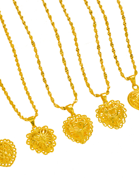 越南沙金项链女锁骨链吊坠久首饰古风汉服配饰金店同款镀金