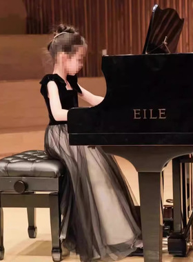 儿童礼服黑色丝绒2025新款钢琴演出服高级感女童主持人网纱公主裙