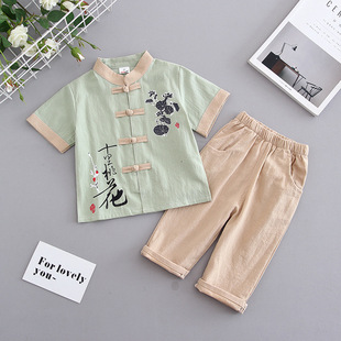 男童夏装套装外贸新款儿童洋气男孩夏季帅气韩版短袖两件套潮演出