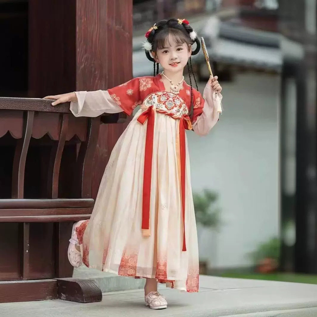 汉服女童春秋新款高端超仙连衣