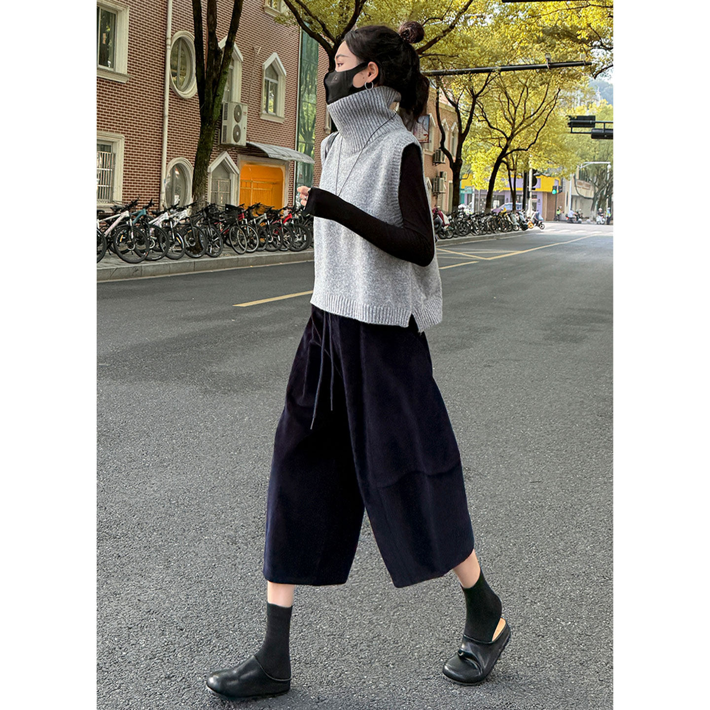 老钱风过膝靴裤灯芯绒七分裤女2026春季新款复古显瘦阔腿休闲中裤,女装/女士精品,半身裙,淘宝优惠券,粉丝福利购,淘宝优惠卷