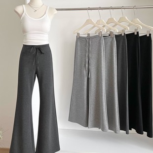 直筒喇叭卫裤 美式 高腰显瘦瑜伽裤 女2025秋冬新款 深灰色微喇运动裤