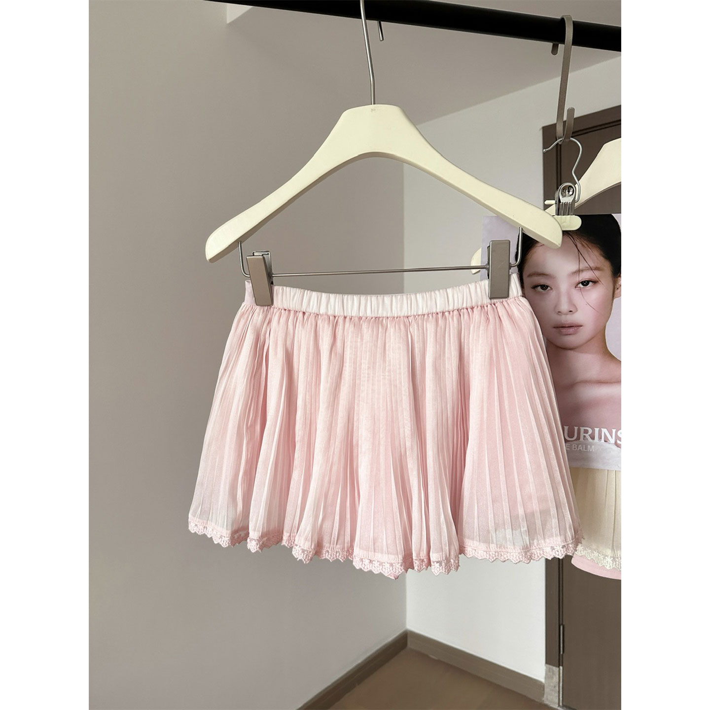 纯欲网纱压褶百褶半身裙女夏季