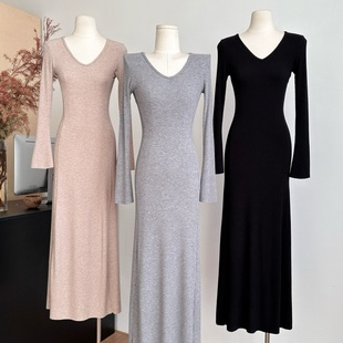 小个子气质内搭打底长裙子 针织连衣裙女早秋冬季 巨好看 收腰长袖