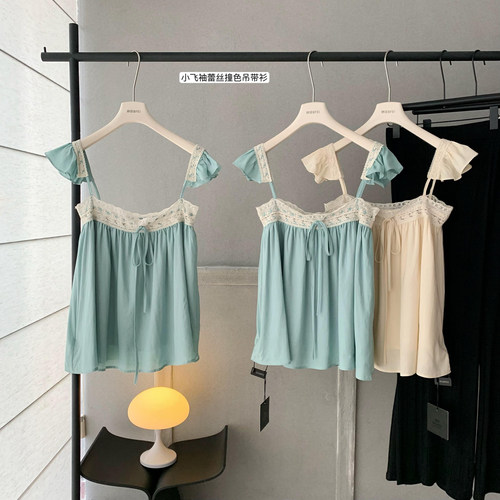 苎麻小飞袖上衣女夏季辣妹背心