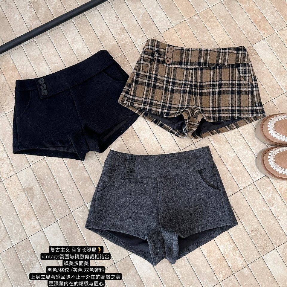 秋冬加厚2025超火的裤子毛呢热裤