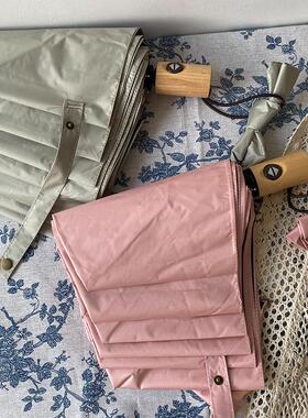 msho好看d超温柔韩风11色ins两用简约遮阳黑胶伞自动三折晴雨伞女