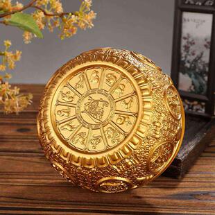 纯黄铜金蟾聚宝盆摆件 带盖子招财进宝客厅店铺装饰开业乔迁礼品