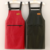 皮革围裙男士 加肥加大餐厅饭店做饭厨房围腰PU免洗家用韩版 女工作