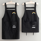 时尚 简约彩虹围裙防水防油污大口袋厨房餐饮工作服塔丝绒上班工装