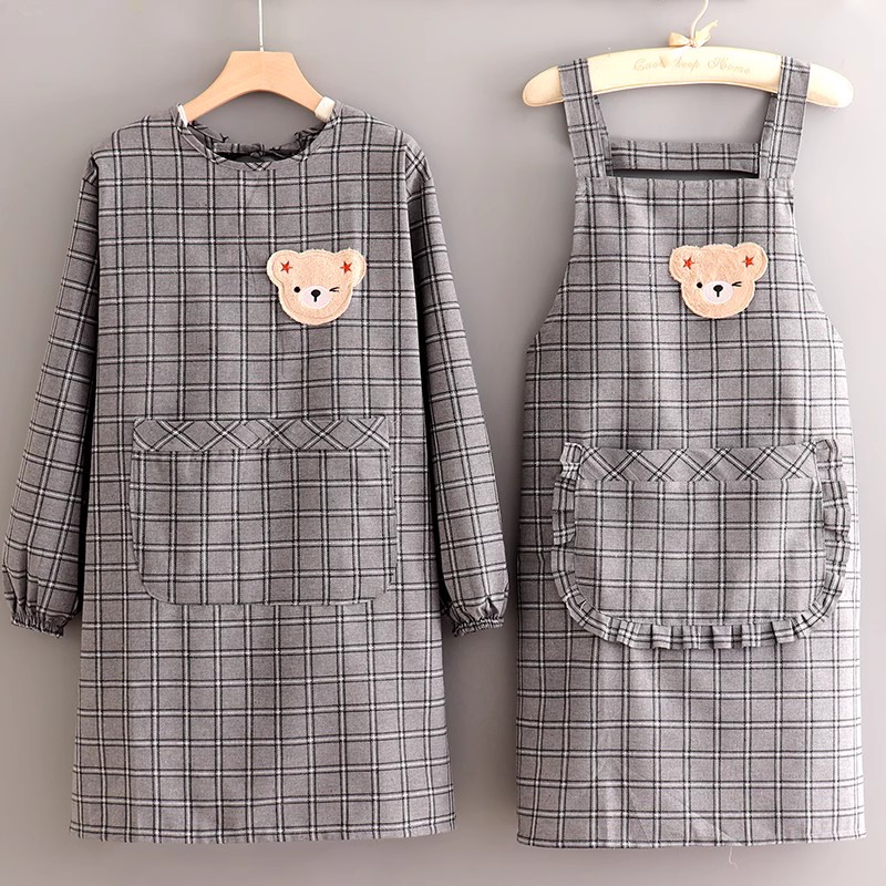 长袖围裙家用厨房布透气时尚女罩衣上班