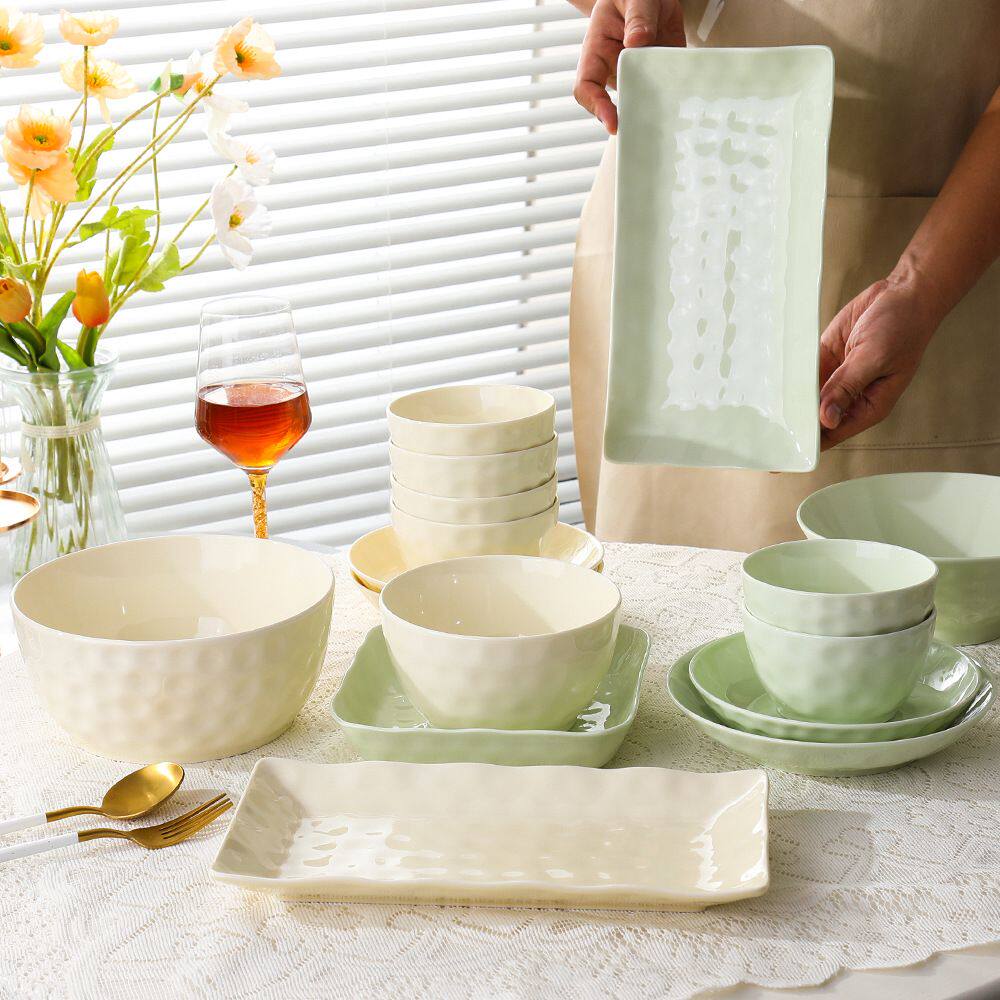 釉下彩陶瓷盘子菜盘家用新款碗盘餐具高级感炒菜碟子深盘餐盘