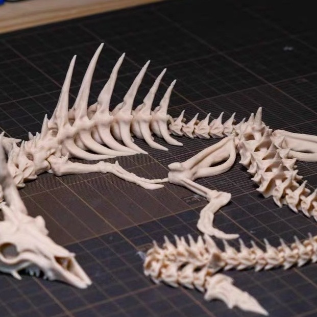 3D打印可动骷髅龙骨龙铰链式玩具桌面装饰创意礼物鱼缸造景摆件