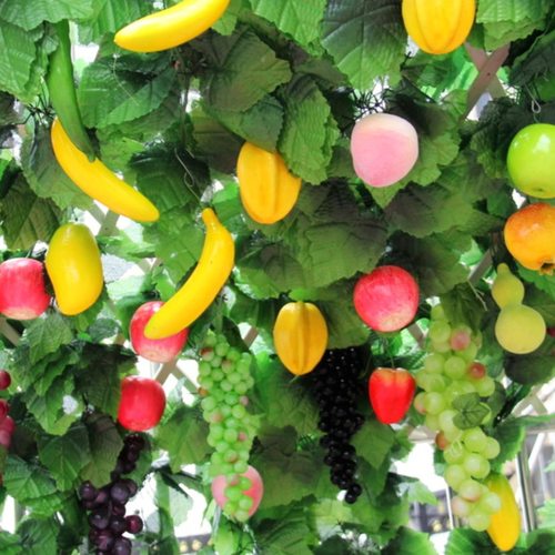 水果藤条大葡萄叶子假蔬菜装饰苹果桔子绿叶植物藤蔓管道吊顶