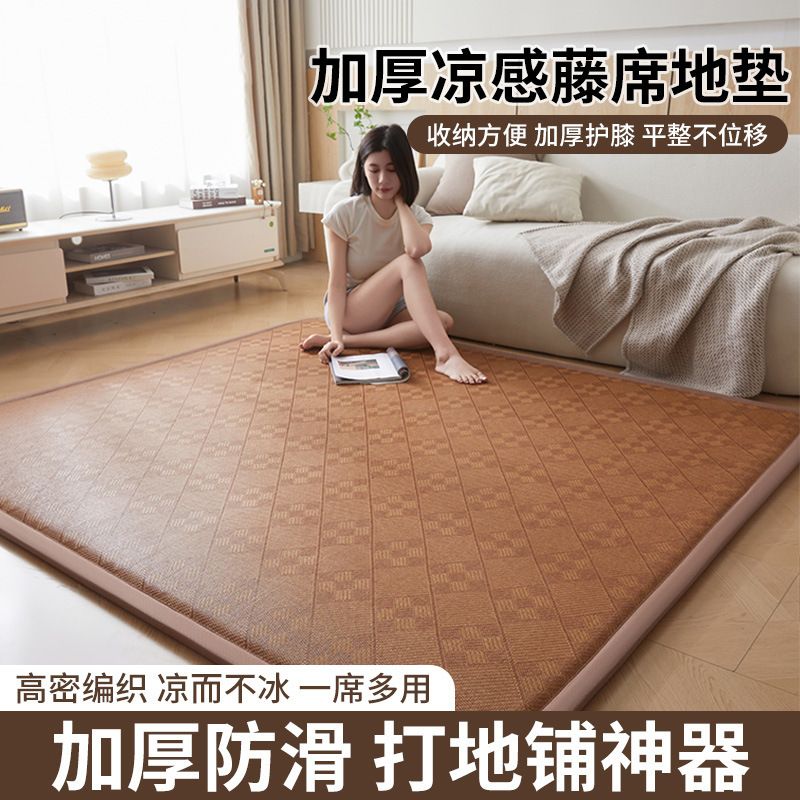 夏季藤席凉席地垫家用打地铺睡垫神器夏天榻榻米垫子爬爬垫租房