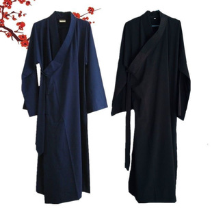 新 长袍斜襟长褂三清领法衣道士用品衣服道袍薄款 古装 道服长袍套装