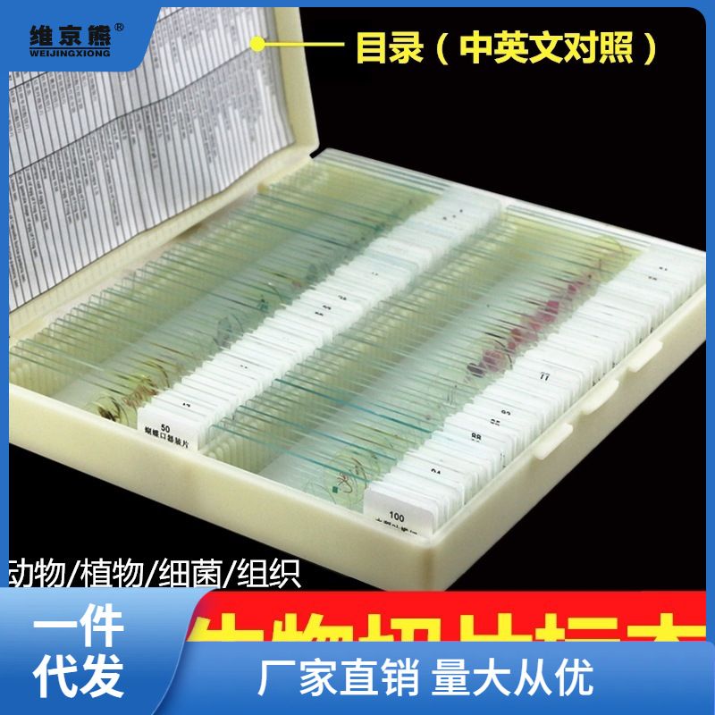 生物显微镜标本切片套装动物植物细胞配件载玻片实验儿童学生仕淮