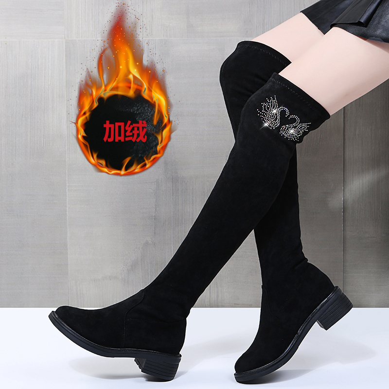 卓妮斯过膝长筒靴女软底2024秋冬新款高筒靴加绒小个子弹力瘦瘦靴