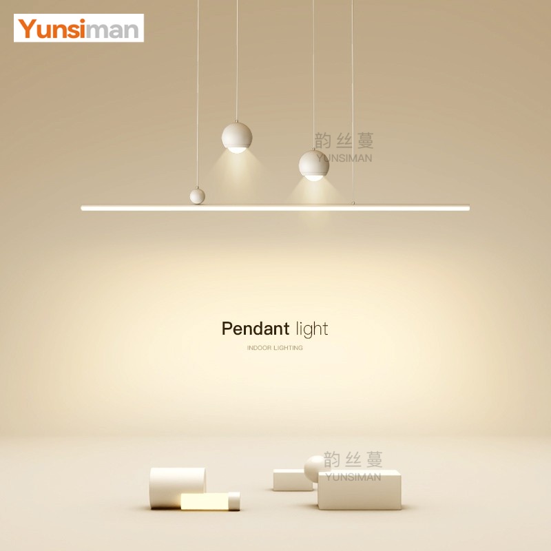 奶油风高颜值吊线led吃饭餐厅灯