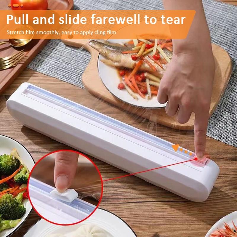 Plastic Food Wrap Dispenser Cutter Kitchen Tool Foil Cling F