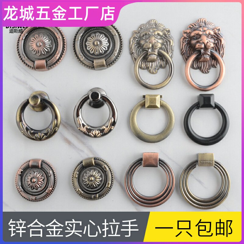 仿古老式门虎头兽头狮子头门环大门铜拉手中式复古铜门扣手柄把手