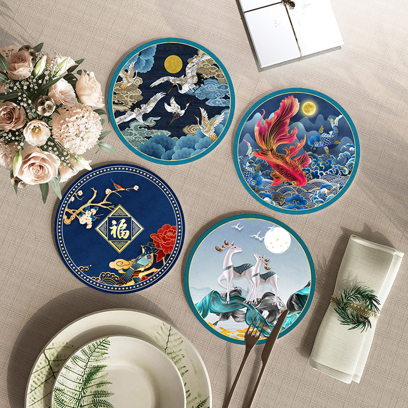 圆形创意餐桌隔热垫硅藻泥专用厨房防烫锅垫盘垫家用餐桌加厚碗垫