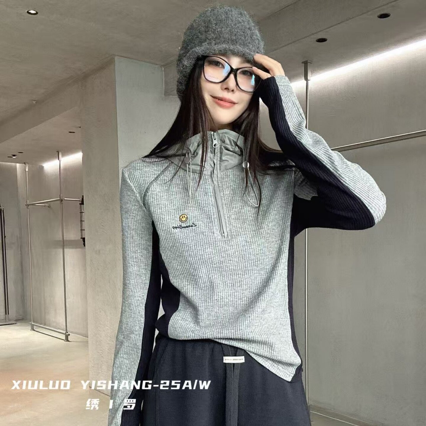 琇衣之艺欧洲站秋季新款时尚连帽长袖T恤女百搭休闲上衣女921