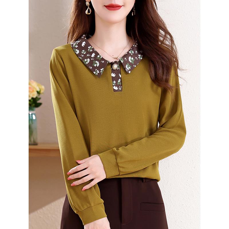 MONLOUVE高级感娃娃领减龄假两件衬衫女2025秋冬减龄显瘦打底内搭