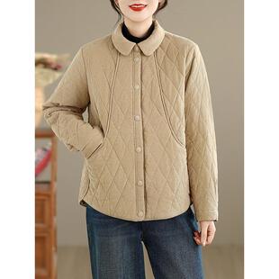 MONLOUVE洋气菱形格夹衣女2025冬季新款厚外套袄国风翻领服