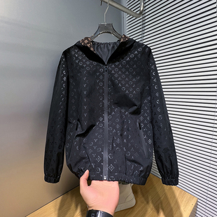 2025年春秋夹克男潮牌休闲连帽外衣褂子男士潮流百搭修身外套上衣