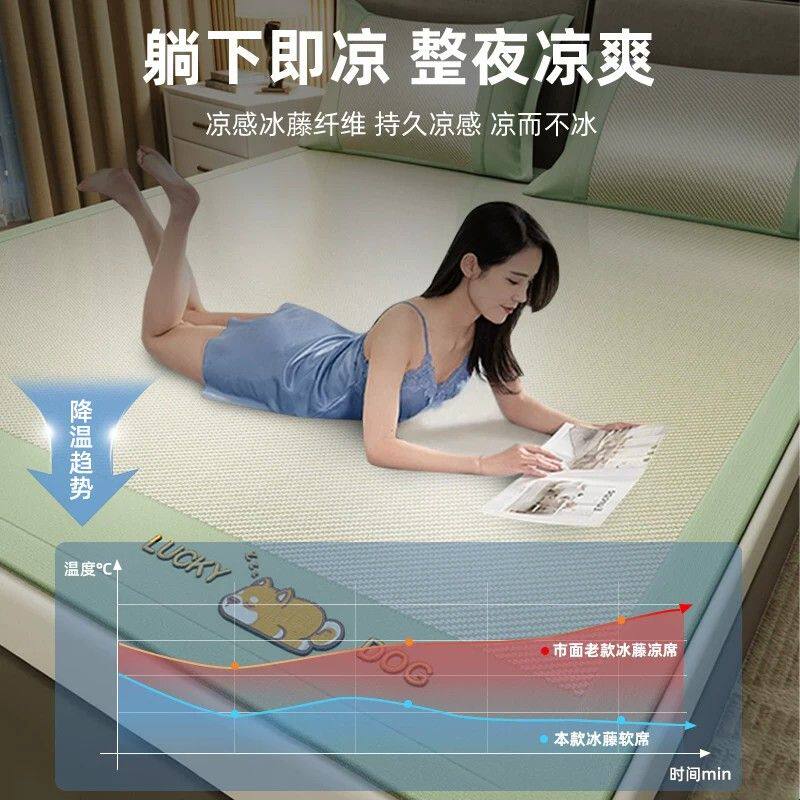 冰丝凉席藤席夏天2025新款家用a类母婴竹席床笠学生宿舍夏季软席