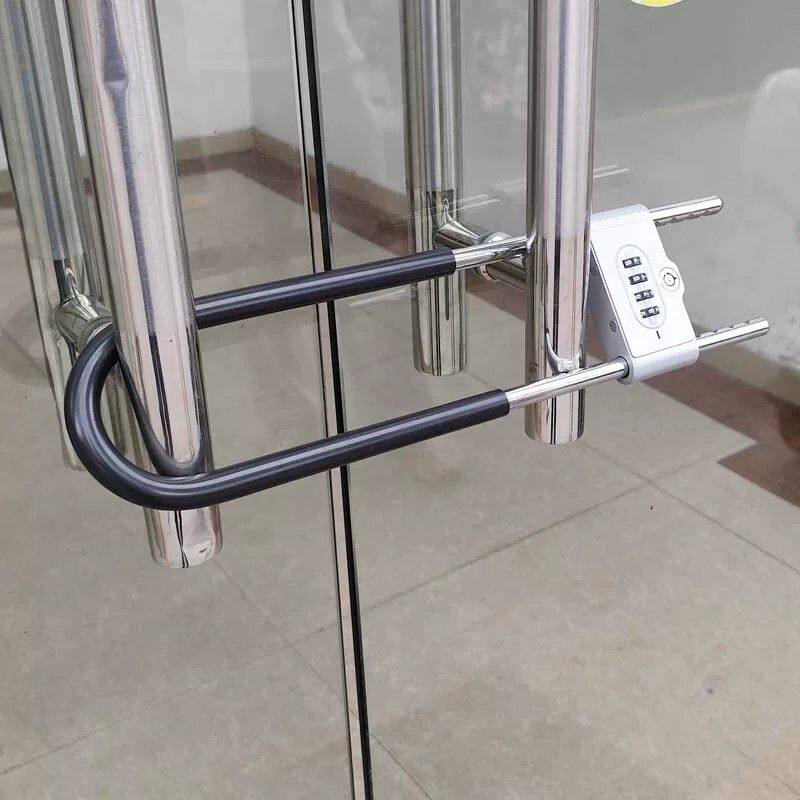 密码锁玻璃门锁挂锁防盗u型锁门锁u形锁锁具商铺家用加长密码锁