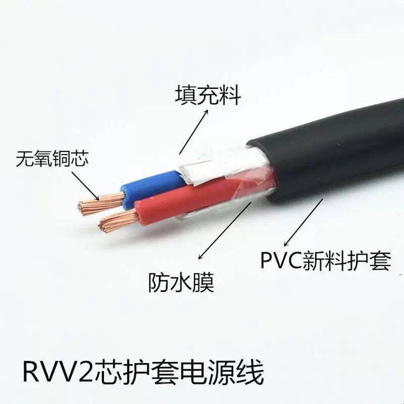 RVV2芯护套线电线软线3芯软4芯5芯/1.0/1.5/2.5平方电源线电缆线