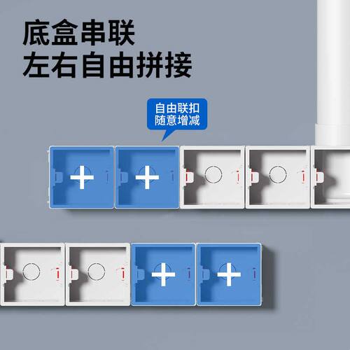 PVC86型电视背景盒 五联影音底盒 背景墙专用预埋盒扁管式接线盒