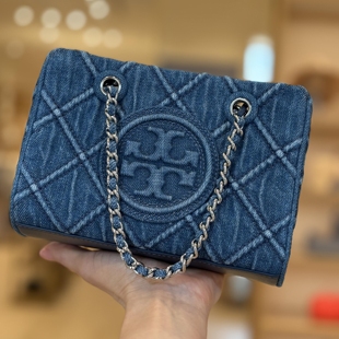 ToryBurch tb Fleming 丹宁牛仔链条包小托特包斜挎包