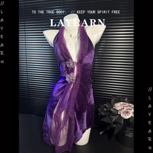 LAYEARN 性感制服qqny 娇花幽梦 性感丝绒贵妇旗袍睡衣女新款