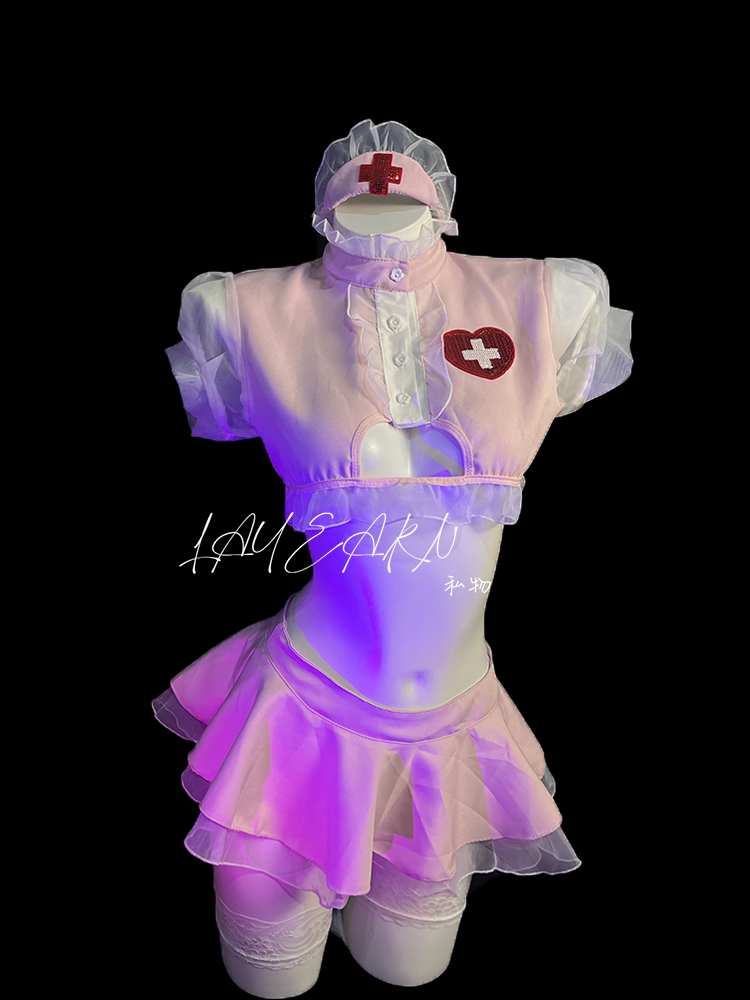 LAYEARN【不疼的宝】性感护士装cosplay制服女甜辣情调文胸内衣透