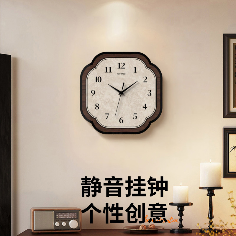简约现代客厅挂钟家用时钟挂墙石英钟表餐厅中式复古轻奢静音挂表
