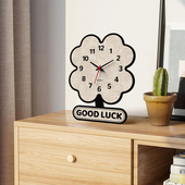 幸运四叶草桌面时钟创意摆件摆放式 静音钟表客厅简约玄关摆台饰品