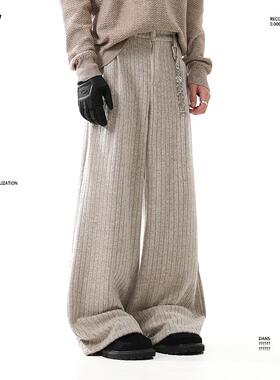BLANKIN 极简老钱风直筒呢料休闲裤男女秋冬加绒垂感复古阔腿长裤