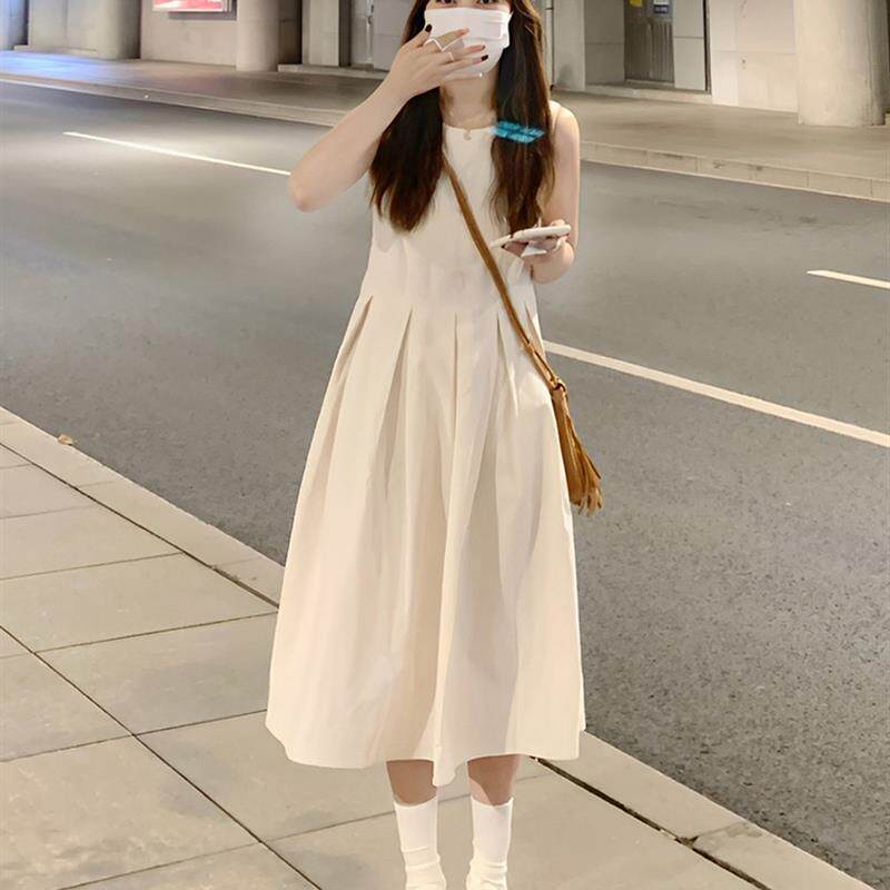 法式白色连衣裙女2024夏季新款茶歇小个子无袖背心裙气质显瘦裙子