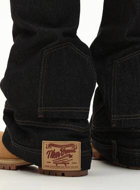 BLAEXIT【你裤子穿反了】美式复古黑色反穿牛仔裤倒装直筒阔腿裤