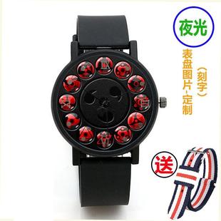 热销火影忍者手表写轮眼万花筒卡卡西佐助鸣人宇智波鼬学生图片定