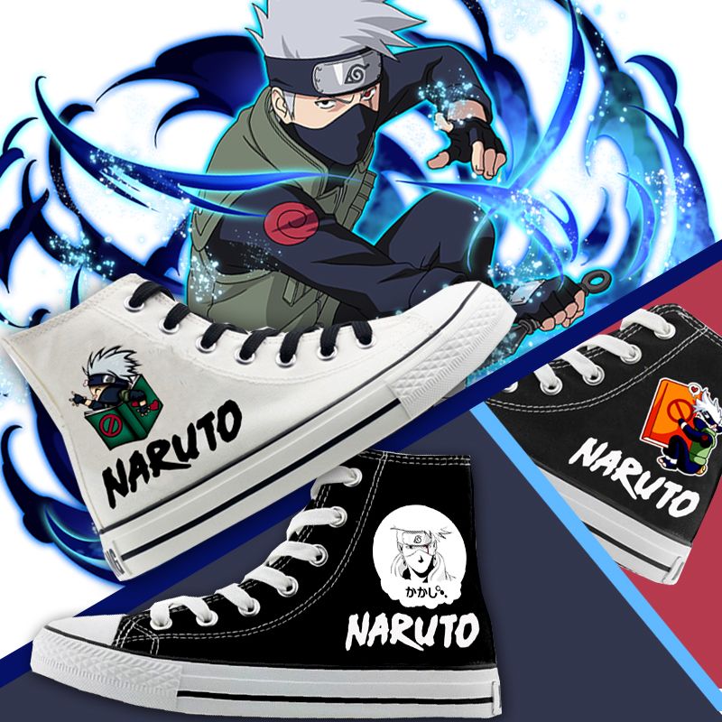 2024Naruto火影忍者卡卡西新款情侣高帮帆布鞋韩版透气男女鞋
