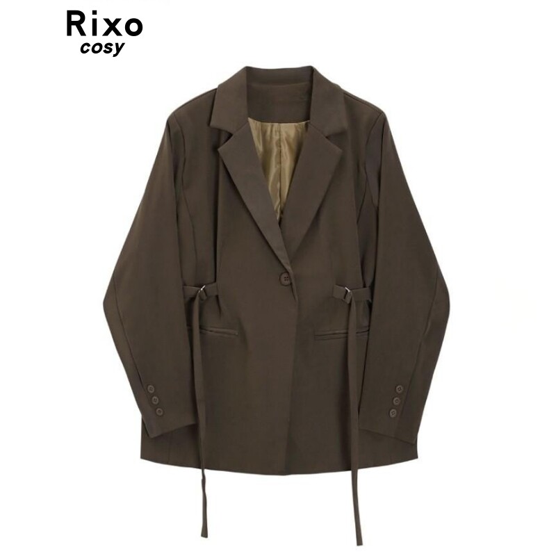 RIXO COSY复古优雅小西装女韩版系带小众收腰显瘦小个子西服外套