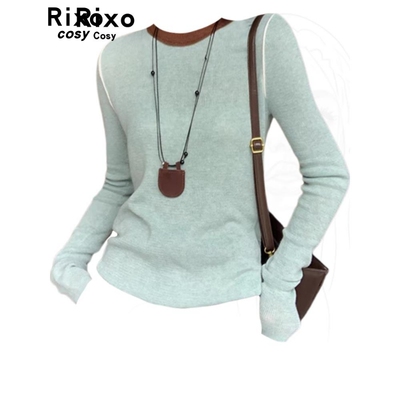 Rixo Cosy复古长袖T恤女秋针织衫修身显瘦慵懒高级内搭打底衫上衣
