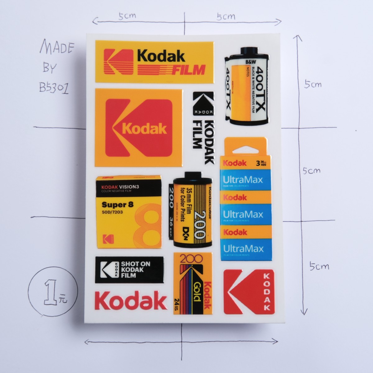 防水转印柯达kodak胶片相机周边脚架防潮箱闪光灯遮光罩装饰贴纸