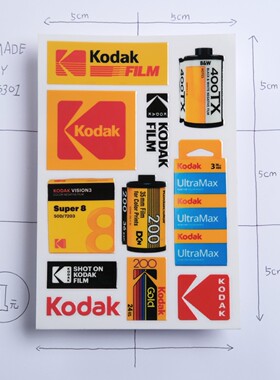 防水转印柯达kodak胶片相机周边脚架防潮箱闪光灯遮光罩装饰贴纸