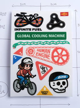 B5301自行车转印贴水晶贴头盔装饰防水车贴电脑贴纸旅行箱贴