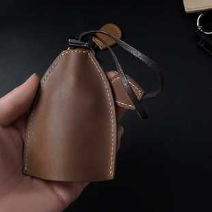 创意真牛皮锁匙收纳袋小钥匙扣套男抽拉式汽车钥匙包礼品定制便携